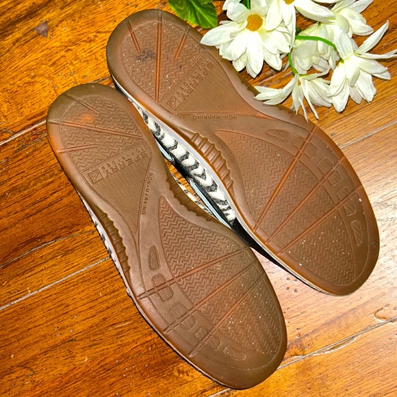 SPERRY⛵️TOP-SIDER Leather/Fabric Black Boat Shoes🦓Zebra Print Size 7.5 Women’s - Picture 11 of 12